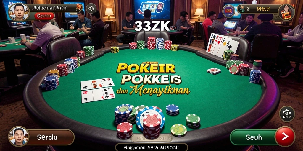 Screenshot gameplay 33ZK saat permainan Poker berlangsung.