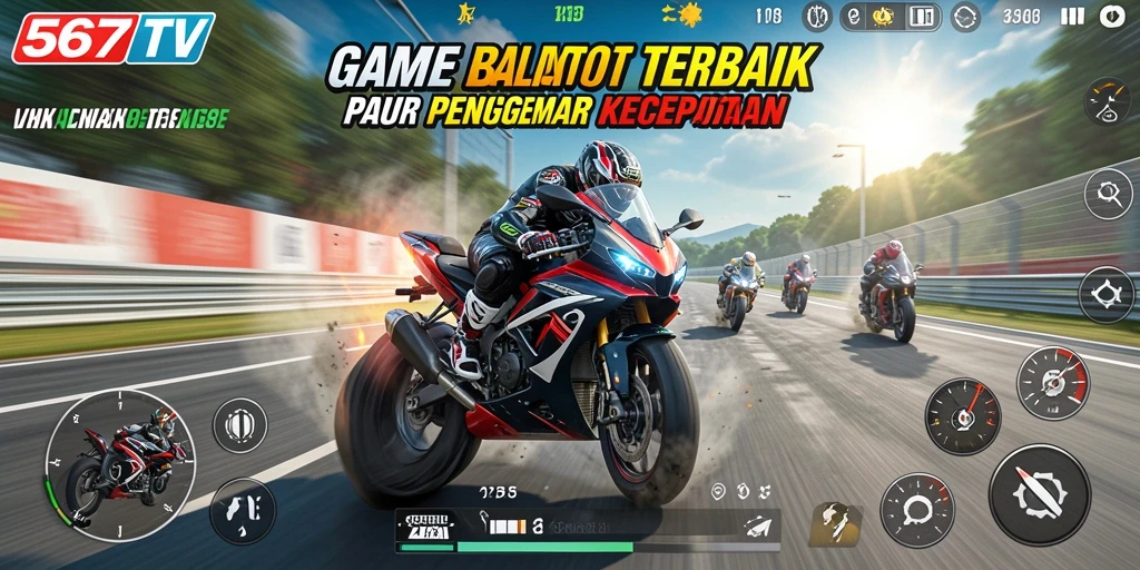 Gameplay seru 567TV dengan balapan motor yang mendebarkan.