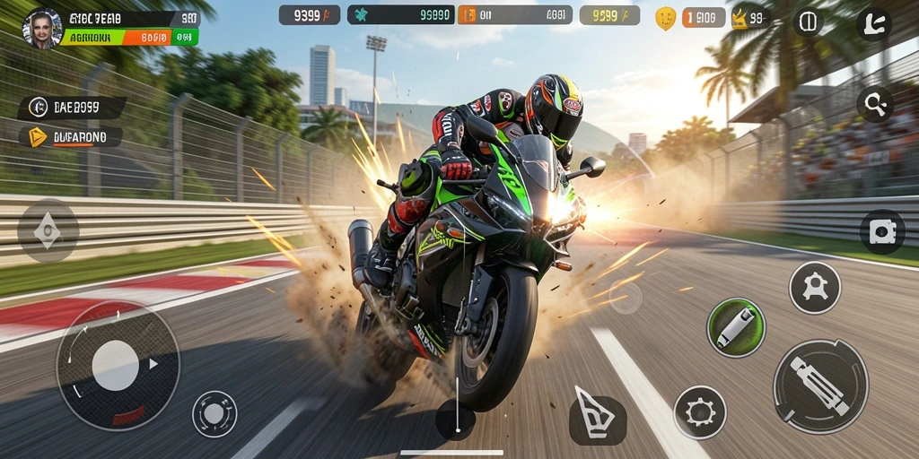 Tampilan seru gameplay balapan motor di 9399.