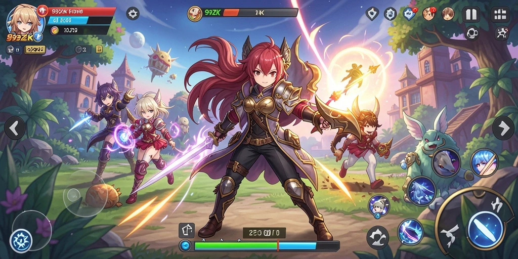 Tampilan gameplay seru di 99ZK dengan karakter Anime favorit.