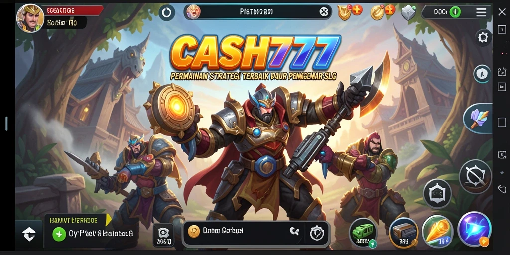 Screenshot menunjukkan pertempuran seru dalam game SLG CASH777.