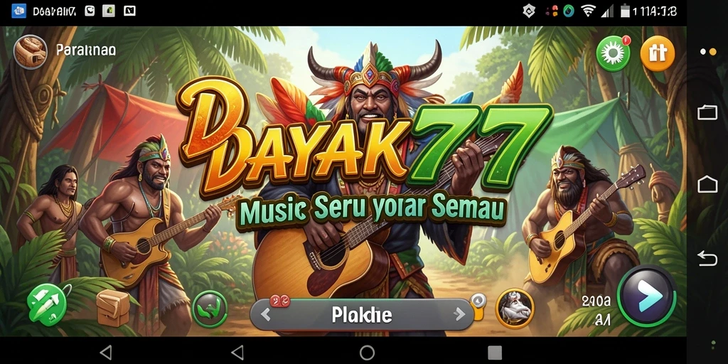 Tampilan gameplay <strong>DAYAK777</strong> yang penuh dengan keseruan dan interaksi musik.