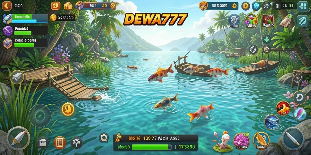 Tampilan menarik dari gameplay DEWA777 saat menangkap ikan.