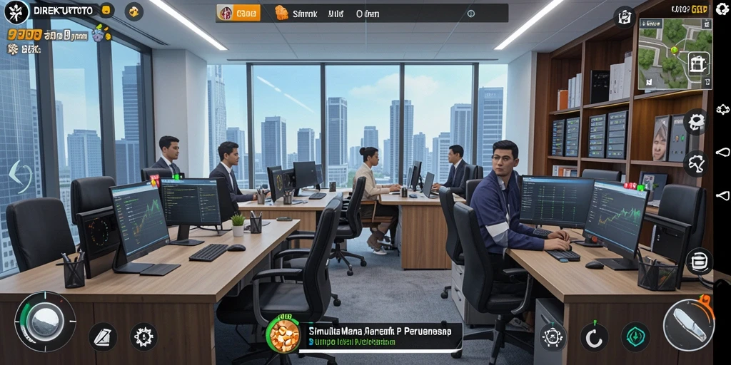 Gameplay menarik dari DIREKTURTOTO dengan elemen simulasi manajemen.