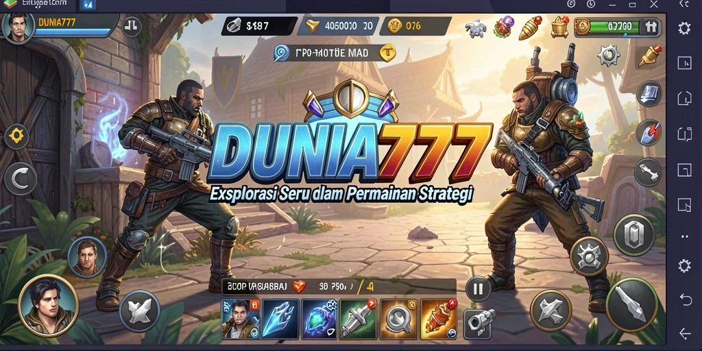 Tangkapan layar gameplay DUNIA777 yang menunjukkan aksi pertempuran strategis.