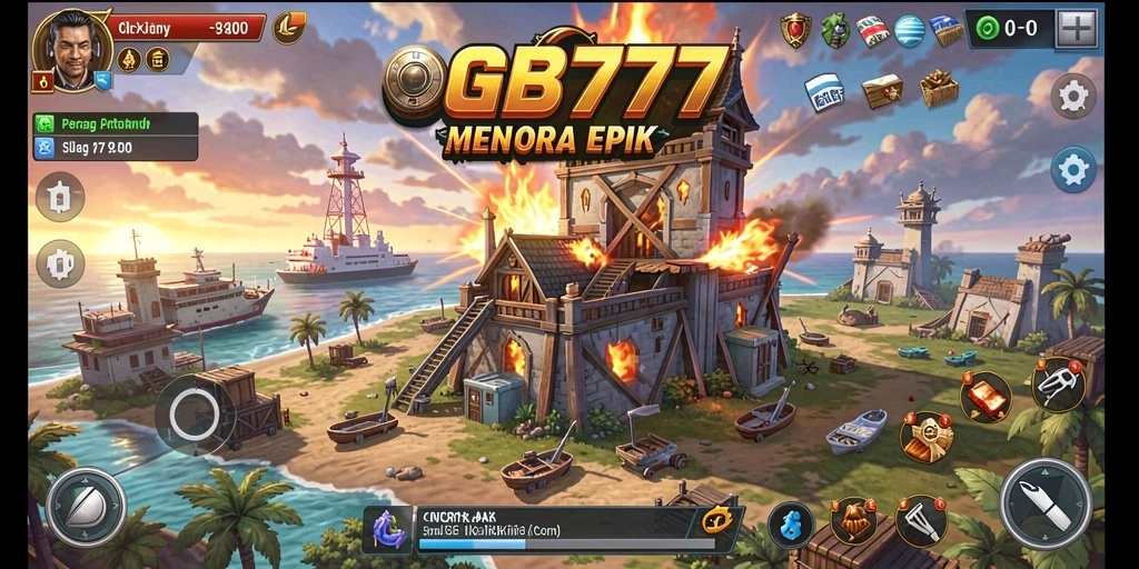 Tampilan gameplay menegangkan dari GB777 dalam aksi Tower Defense.