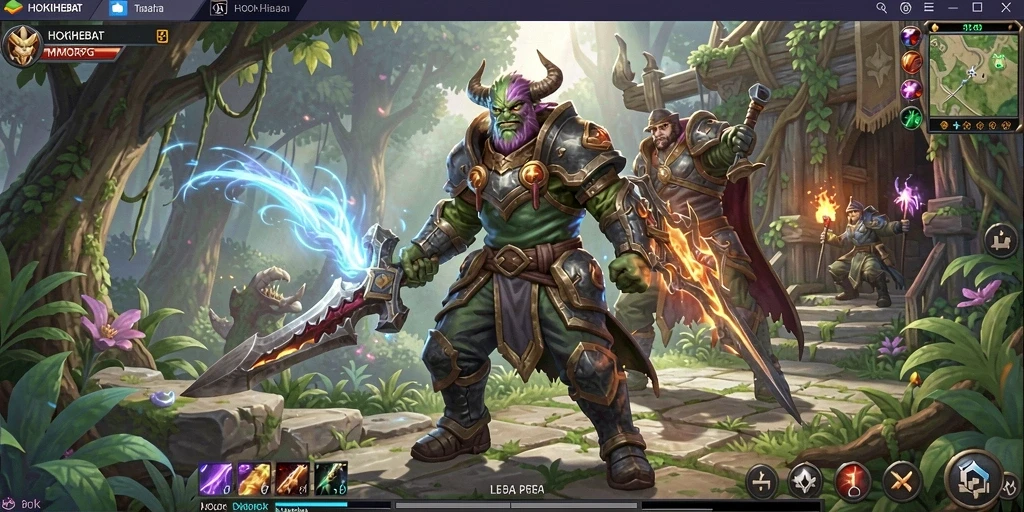 Tampilan gameplay HOKIHEBAT yang mendebarkan dalam pertempuran.