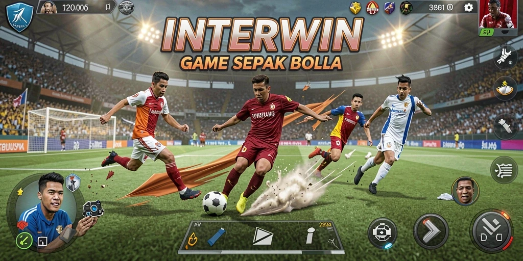 Tangkapan layar INTERWIN menampilkan aksi seru permainan sepak bola.