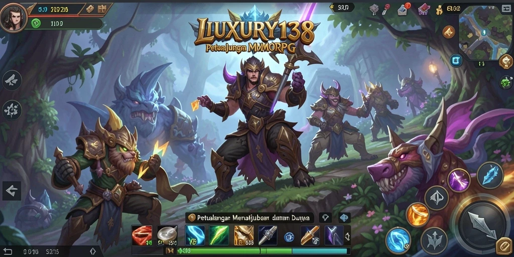 Tangkapan layar gameplay LUXURY138 yang menunjukkan aksi pertempuran epik di dunia MMORPG.