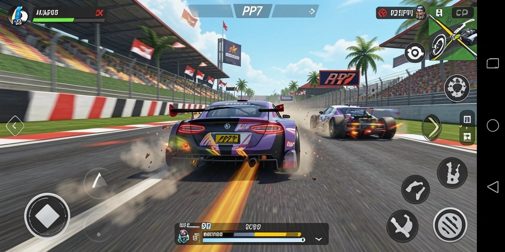 Gameplay balapan yang mendebarkan dan seru di PP7.