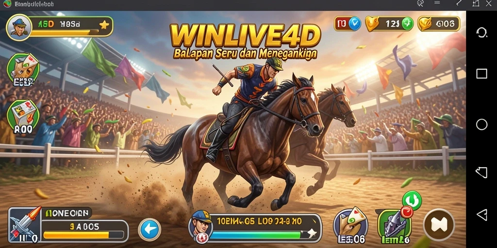 Tangkapan layar gameplay WINLIVE4D menunjukkan balapan yang mendebarkan.
