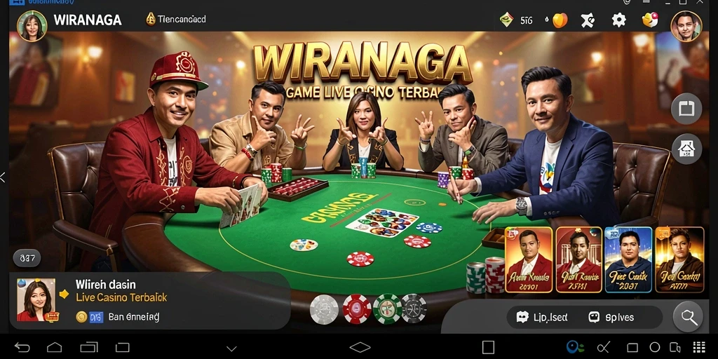 Screenshot gameplay WIRANAGA saat bermain Live Casino dengan dealer langsung.