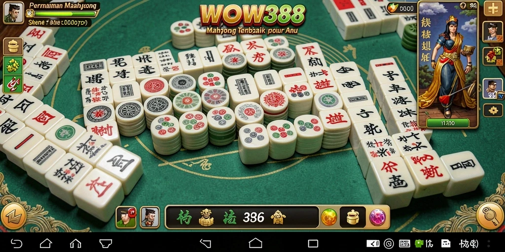 Tampilan gameplay WOW388 yang menarik dan adiktif dalam permainan Mahjong.